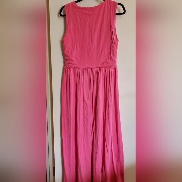 Med Lands End Wrap Style Maxi Dress Medium 10-12 Pink - Picture 6 of 6
